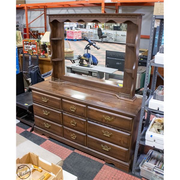 VINTAGE SOLID WOOD DRESSER WITH A MATCHING HUTCH