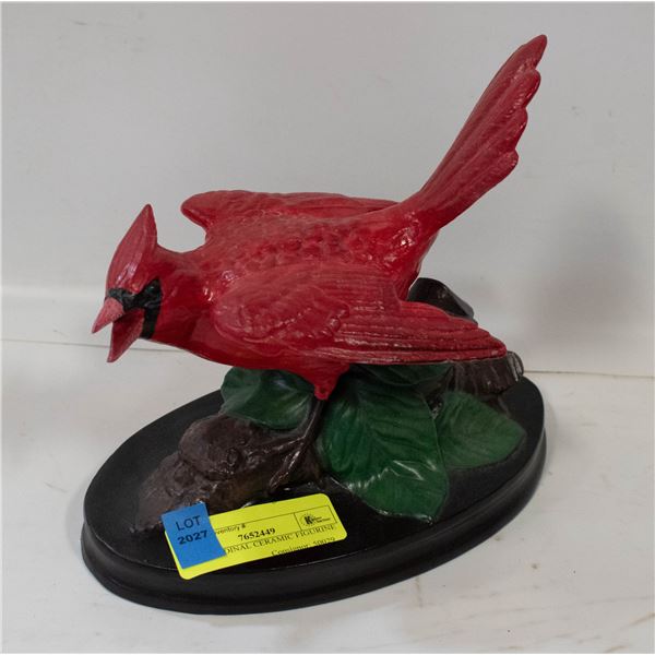 RED CARDINAL CERAMIC FIGURINE H-8"