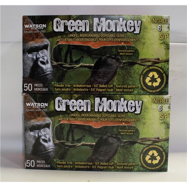 (5) GREEN MONKEY SIZE SMALL NITRILE GLOVES