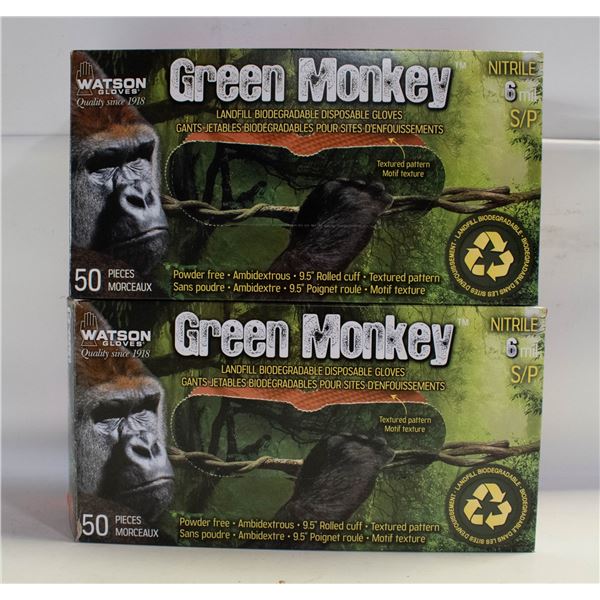 (5) GREEN MONKEY SIZE SMALL NITRILE GLOVES