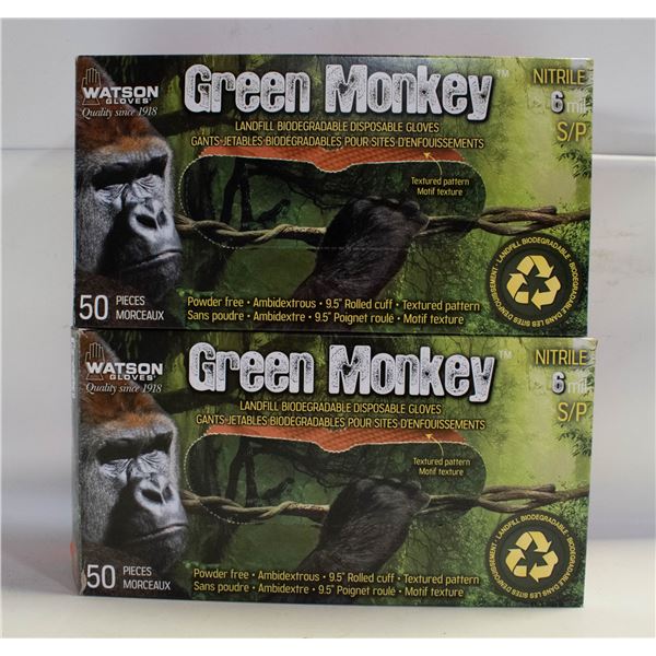 (5) GREEN MONKEY SIZE SMALL NITRILE GLOVES
