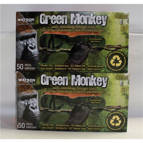 (5) GREEN MONKEY SIZE SMALL NITRILE GLOVES