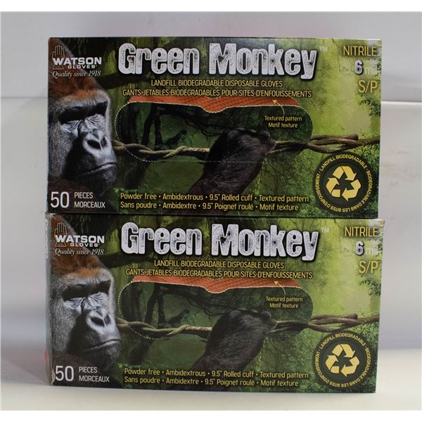 (5) GREEN MONKEY SIZE SMALL NITRILE GLOVES