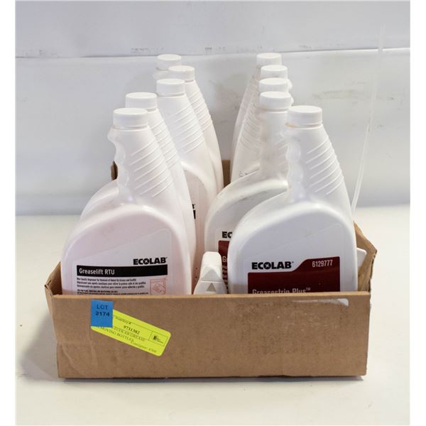 LOT OF 6 ECOLAB GREASE REMOVING BOTTLES
