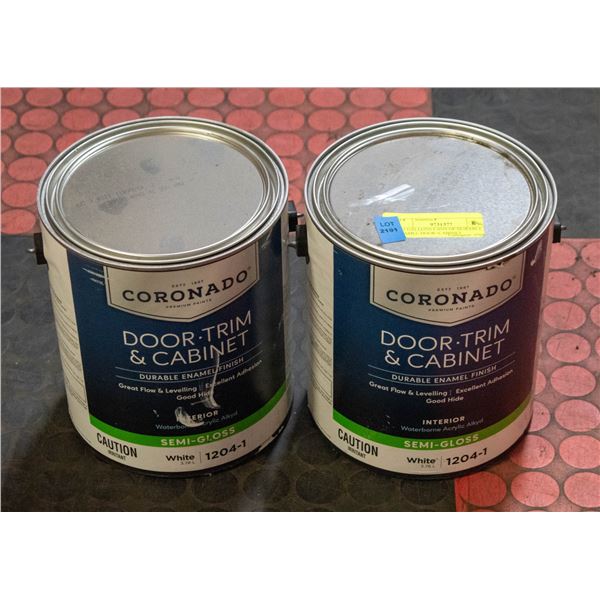 2X1 GALLONS CANS OF DURABLE ENAMEL DOOR+CABINET