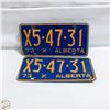 Image 1 : 2 VINTAGE 1973 MATCHING ALBERTA LICENSE PLATES