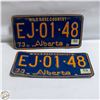 Image 1 : 2 VINTAGE 1973 MATCHING ALBERTA LICENSE PLATES
