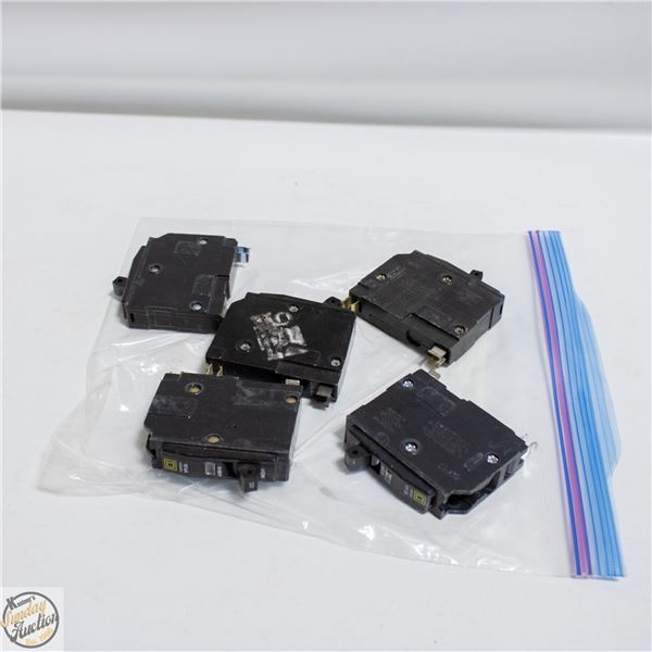4 X SQUARE D SINGLE POLE 20 AMP CIRCUIT BREAKERS