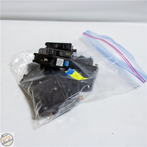 10 X SQUARE D SINGLE POLE 15 AMP CIRCUIT BREAKERS