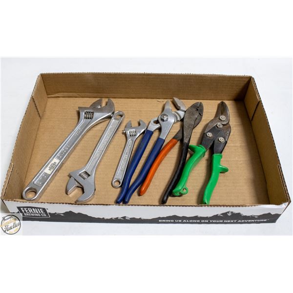 3PC CRESCENT WRENCH PLUS PLIERS AND SNIPS