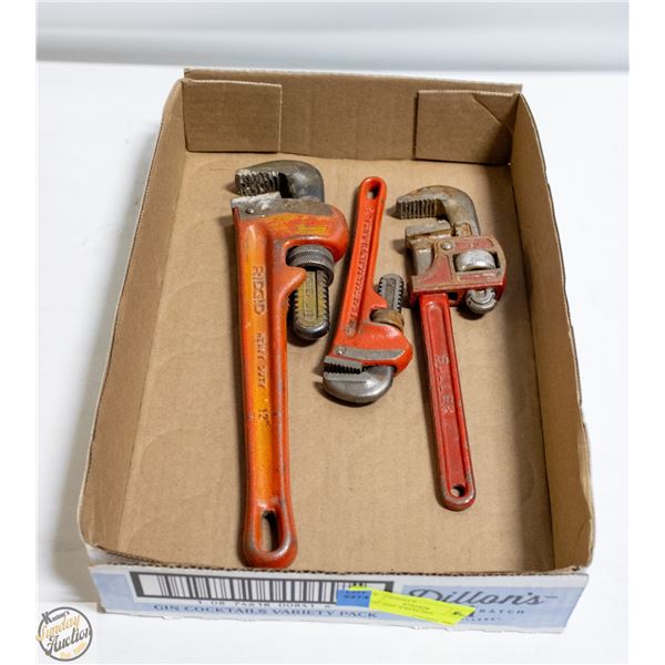 3 RIGID PIPE WRENCHES