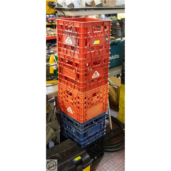 5 PLASTIC STORAGE CRATES