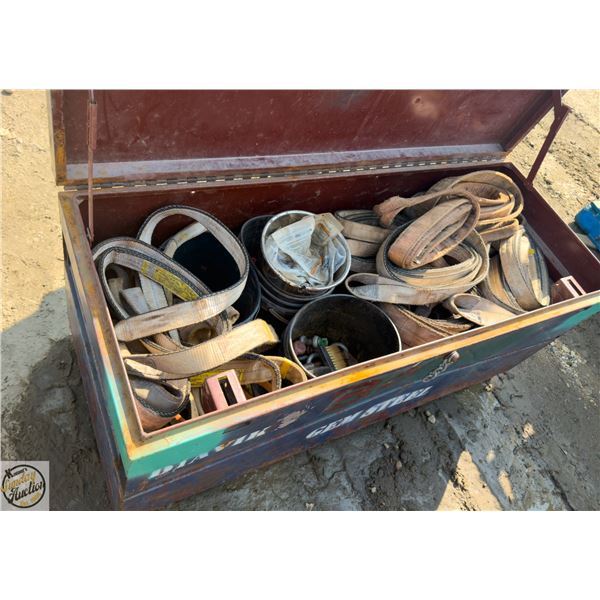 JOB BOX OF STRAPS SHACKLES & MORE