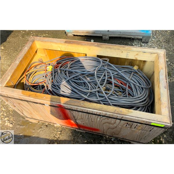 CRATE OF ELECTRICAL CORDS