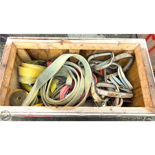 CRATE OF STRAPS/TOW ROPES