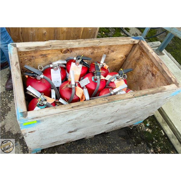 CRATE OF FIRE EXTINGUISHERS