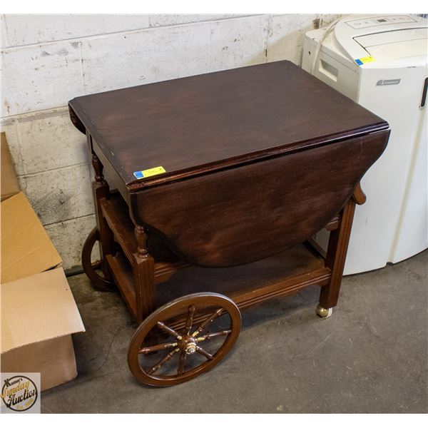 ANTIQUE VICTORIAN DROPLEAF TEA CART