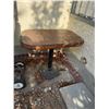 Image 1 : Wood table with cast-iron base 32" x 20" x 28 1/2" tall