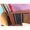 Image 4 : Oak pool table with cues felt balls rack, etc.
