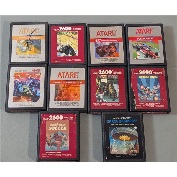 Lot of Assorted VTG Atari Game Cartridges w/ Mario Bros., Space Invaders, & More