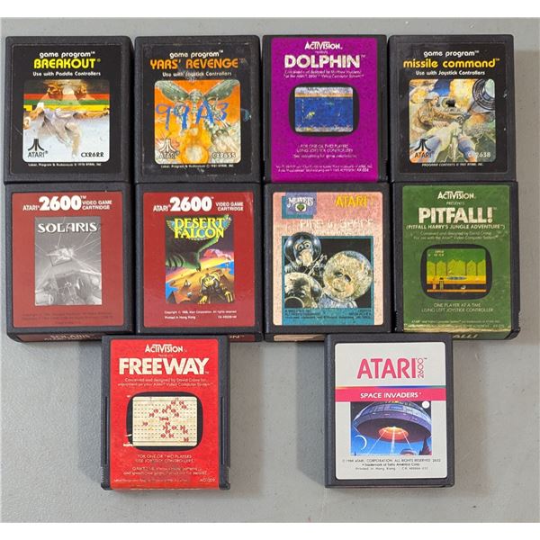Lot of Assorted VTG Atari Game Cartridges w/ Space Invaders, Desert Falcon, & More