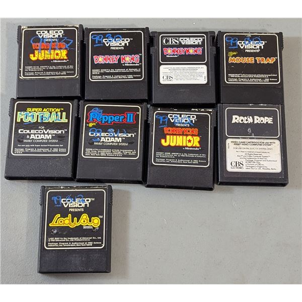 Lot of Assorted VTG Coleco Vision Game Cartridges w/ Donkey Kong Junior, Lady Bug, & More
