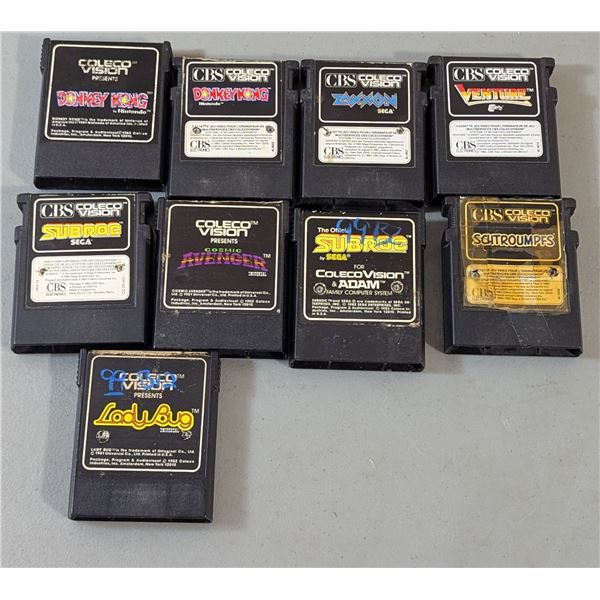 Lot of Assorted VTG Coleco Vision Game Cartridges w/ Zaxxon, Subroc, & More