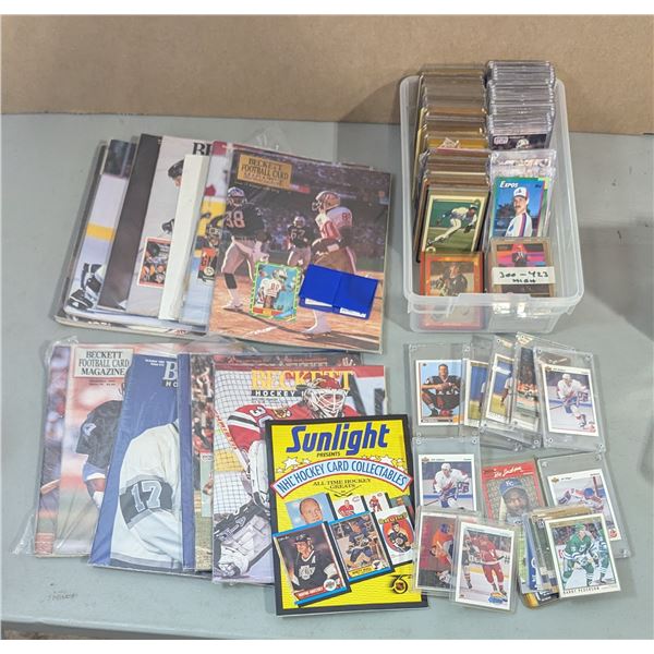 Lot of Sports Collectibles w/ Cards, Card Magazines, & Sunlight Hockey Card Book
