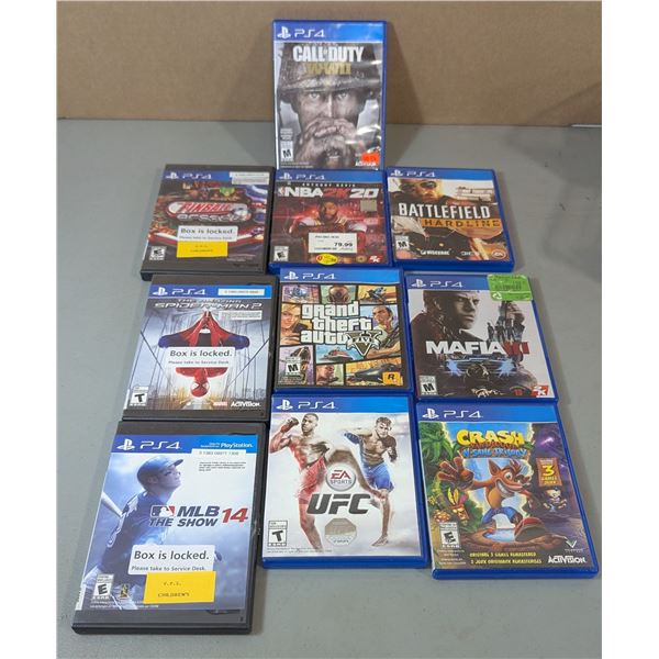 Lot of Assorted PlayStation 4 Games w/ Call of Duty WWII, Grand Theft Auto V, Spider-Man 2, & More