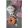 Image 2 : Lot of Plush Toys & Hello Kitty Collectibles w/ Wireless Light-Up Headphones, Crocheted Donut, & Mor