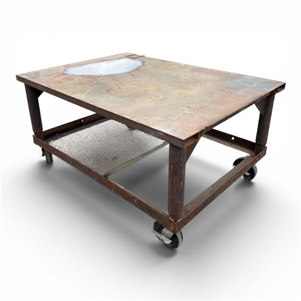 Steel Bench with Heavy Roller Wheels