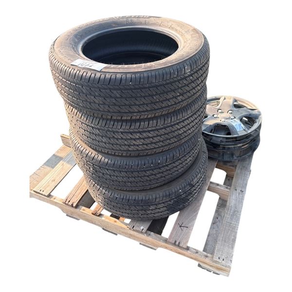 4 Firestone Tires 205/65/R16 c/w Hub Caps