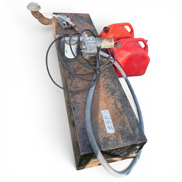 Steel Fuel Tank with Electric Pump c/w 2 Gas Cans