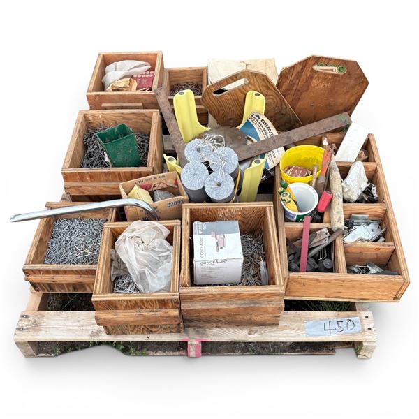 Pallet of Nails, Saw Blades, Other