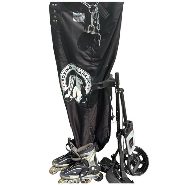 Boxing Bag, Roller Blades, Golf Bag Caddy