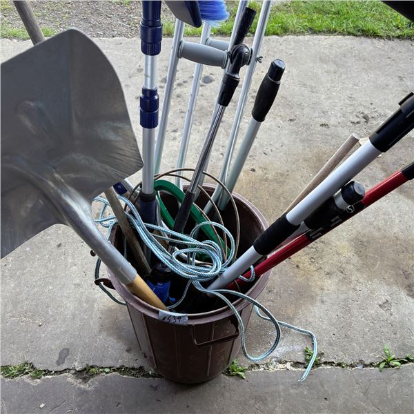 Bucket of Miscellaneous Auto and Yard Tools