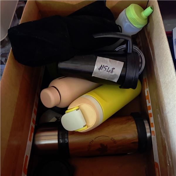 Box of Thermos Bottles and Drink Containers