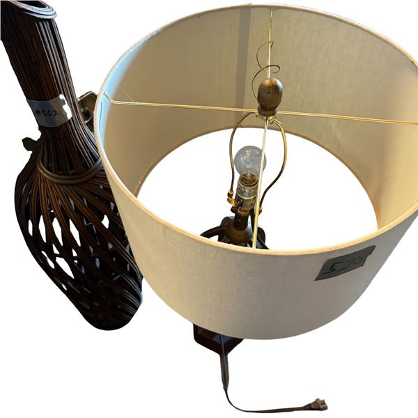 Table Lamp and Woven Vase