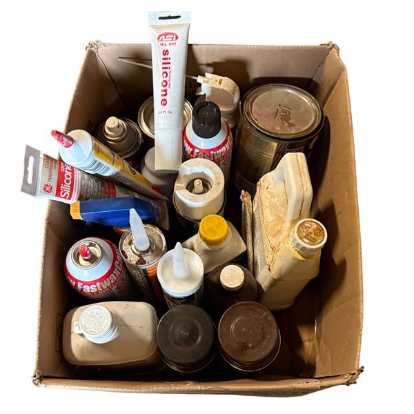Mixed Box Lot with Silicone, Glues Etc