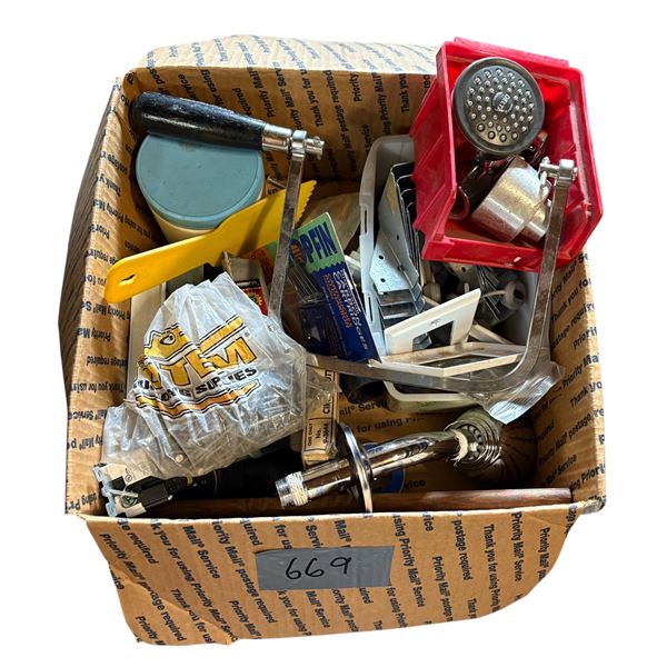 Lot of Electrical Equipment c/w Nails, Staples, Shower Heads