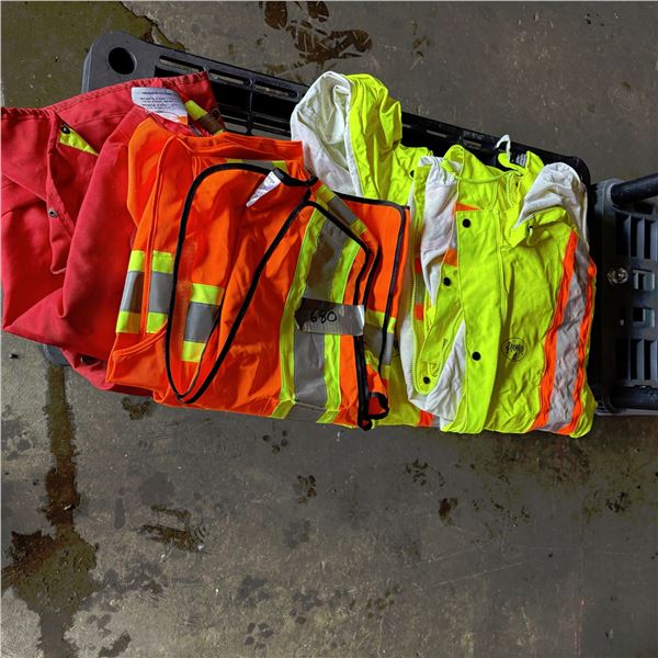 5 Safety Vests and 2 Rain Coats
