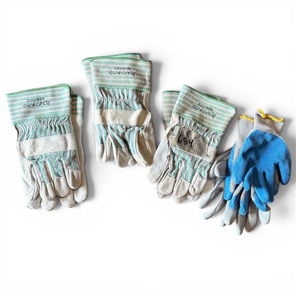 3 Pairs Roughneck Gloves and 2 Work Gloves - All NEW