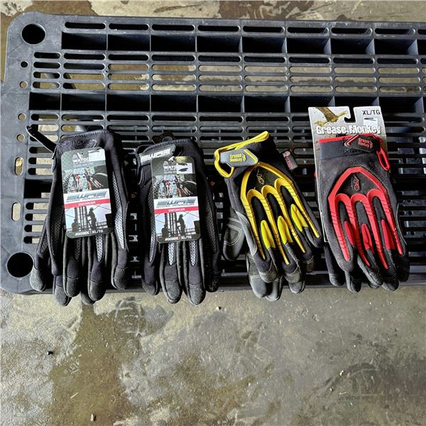 4 NEW Pairs Work Gloves