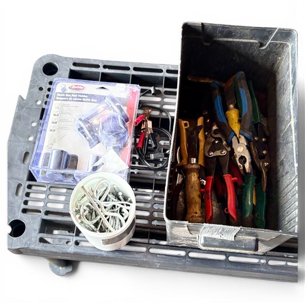 Small Jumper Cables with NEW Quick Set Rod Holder and Bin of Pliers