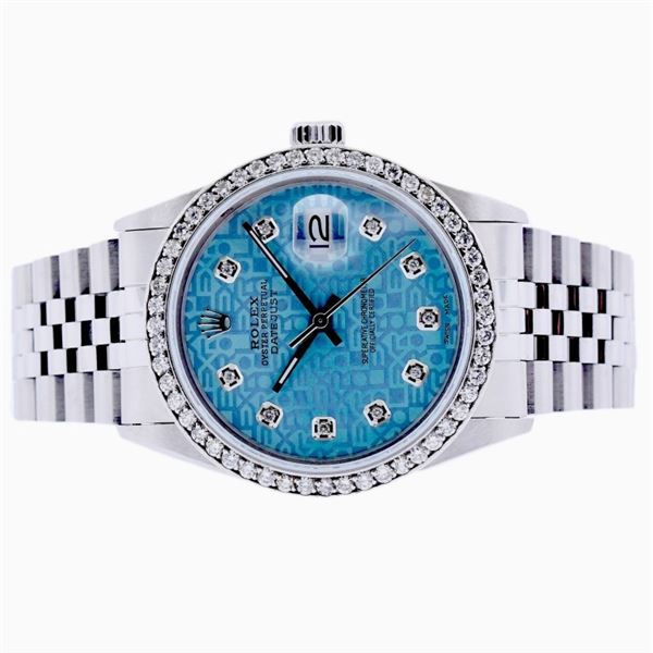 Rolex DateJust SS Blue Jubilee 1.50ct Dia 36 Watch
