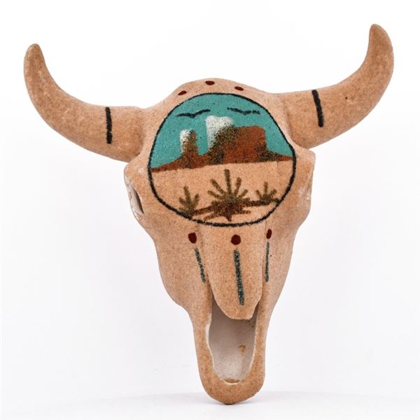 Southwest Hand-Painted Ceramic Longhorn Skull