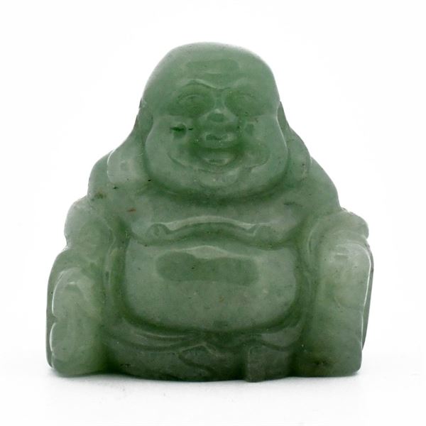 Carved Green Jade Figure of Buddah Seated
