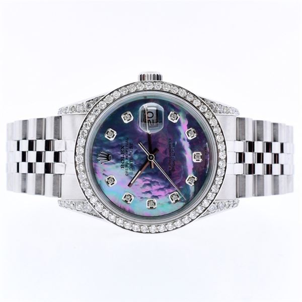 Rolex DateJust SS Blue 1.50ct Diam 36 Wristwatch