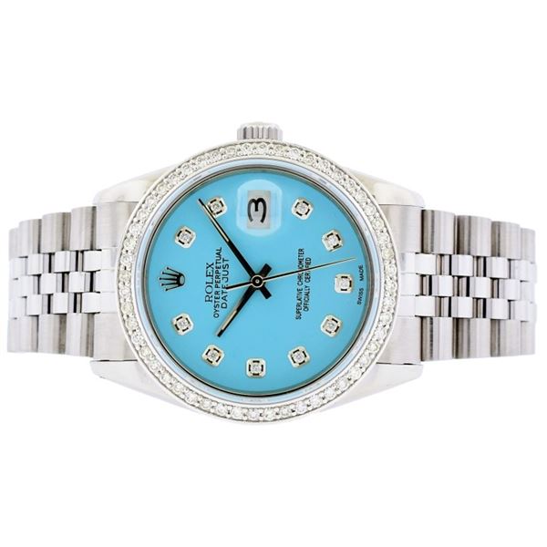 Rolex DateJust SS Tiffany Blue 1.50ct Diamond 36 W