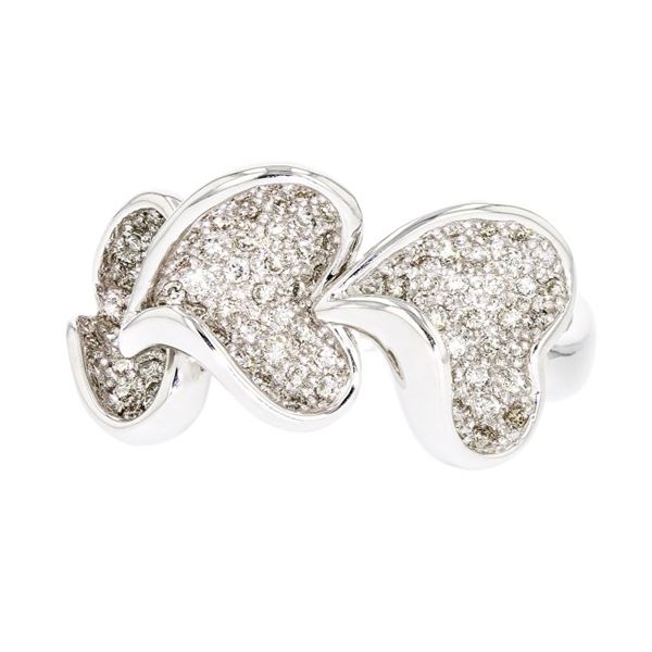 18K White Gold 0.55ctw Diamond Three Hearts Ring